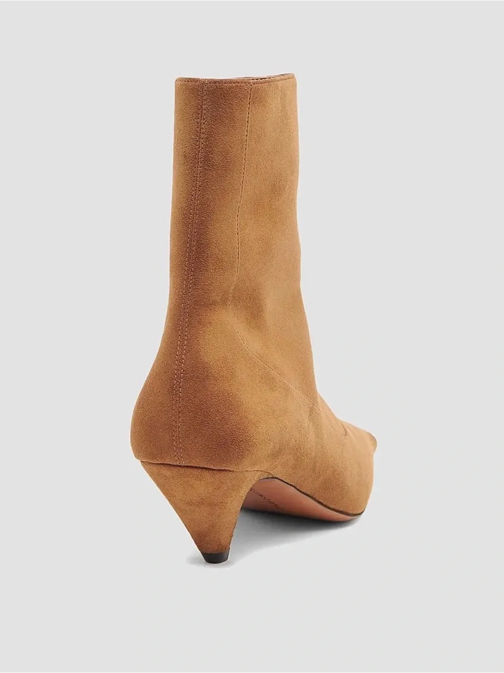 Stella McCartney Tan Suede Pointed-Toe Kitten Heel Ankle Boot